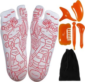 Reflexology Socks with Beginner Acupoint Massage Tools Set of 5