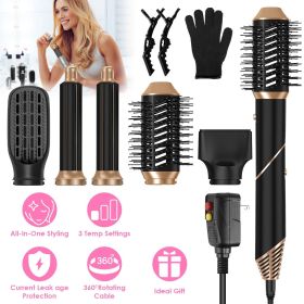 5 In 1 Hot Air Styler Straightener Curler Dryer Automatic Wrap Styler Hair Dryer Brush Set with 3 Temp Settings ALCI Plug Glove Cable Tie 2 Allig