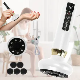 Anti Cellulite Massager Handheld Vacuum Suction Cupping Kit Beauty Tool With 12 Suction Mode 12 Heating 20Mins Auto-Off One-Key Pressure Release (Option: White)