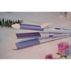 3-in-1 Hair Styling Tool, Can Straighten, Curl, And Create Waves, Ceramic Coating, Even Heating, Anti-scald Cool Tip, Built-in Safety Stand, 360- (Option: Purple)