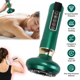 Anti Cellulite Massager Handheld Vacuum Suction Cupping Kit Beauty Tool With 12 Suction Mode 12 Heating 20Mins Auto-Off One-Key Pressure Release (Option: Green)