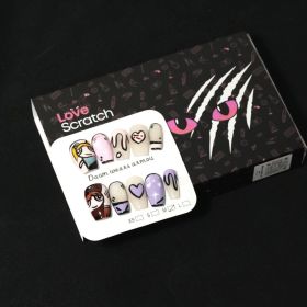 Love Scratch 10PCs Hand-painted Cartoon Short Press-on Nails (size: L)